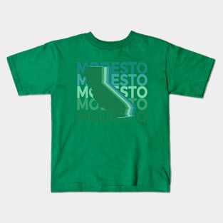 Modesto California Green Repeat Kids T-Shirt